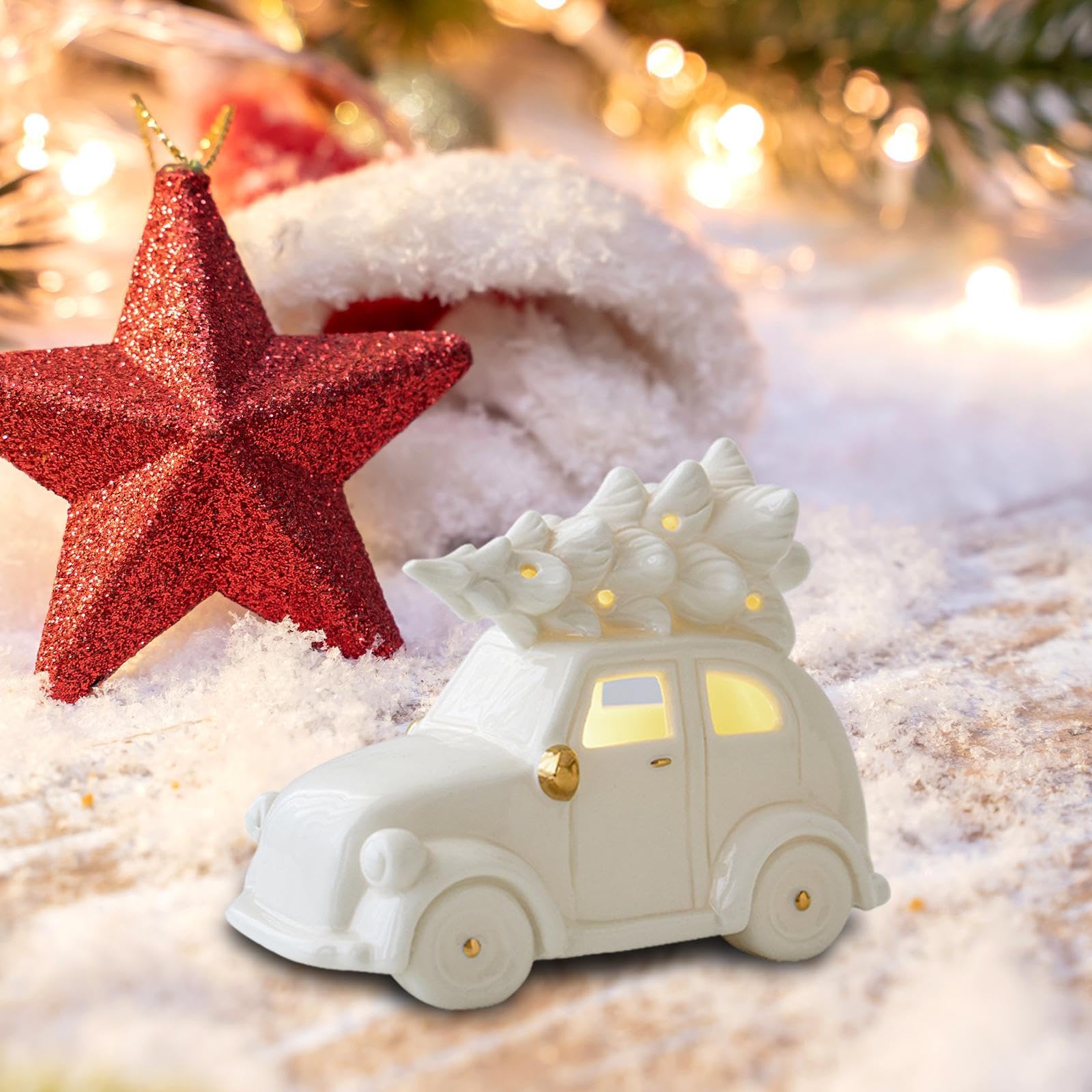 Adorno Navideño de Cerámica para Escritorio, Soporte para Boda, Campana, Auto, Individual