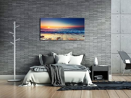 Miniatura 2 de Pyradecor Un panel de olas de mar grandes impresiones en lienzo moderno paisaje marino pinturas de paisajes sobre lienzo estirado arte de pared para