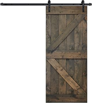 Amazon Com 36in X 84in K Series Aged Barrel Diy Solid Interior Knotty Wood Painted Barn Door With 6 6ft Sliding Hardware Kit Tools Home Improvement