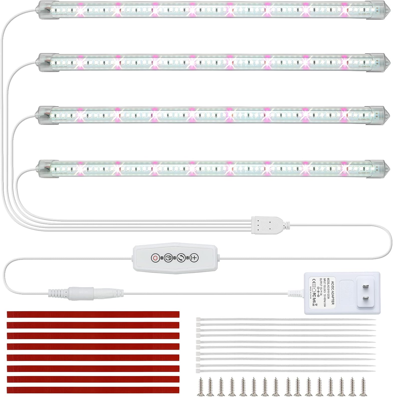 MOYA STD White Grow Light Strips for Indoor Plants, 16in 6000K T5 Plant Light Full Spectrum Cabinet Grow Lamp with 240 White & Red LEDs, Auto ON/Off 3/6/12h Timer & 5 Brightness for Houseplants…