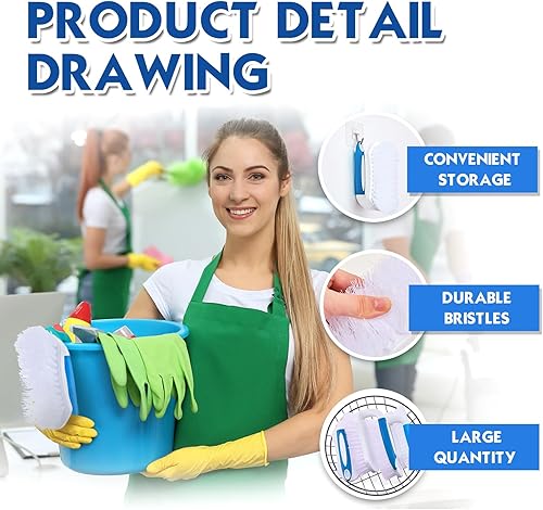 Miniatura 4 de Lallisa 12 piezas de cepillo de fregado cómodo de agarrar para limpiar la ducha, cepillos de alta resistencia a granel con cerdas rígidas flexibles