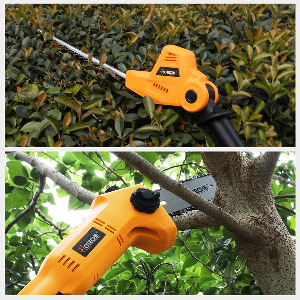 Hoteche 2in1 Teleskop-Astsäge & Heckenschere | 500W/700W, 195-253CM, Orange-Schwarz, Farbschachtel