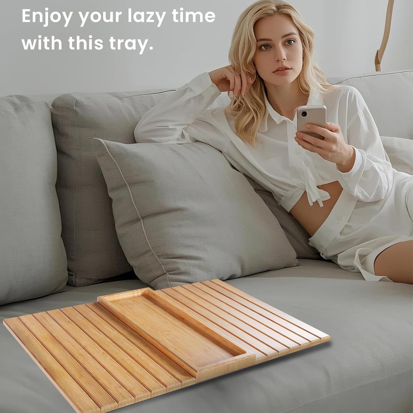 Bandeja antideslizante para brazo de sofá, soporte para tazas y aperitivos para sofá, café, teléfono, mesita de noche, perfecta para sala de estar y apartamento
