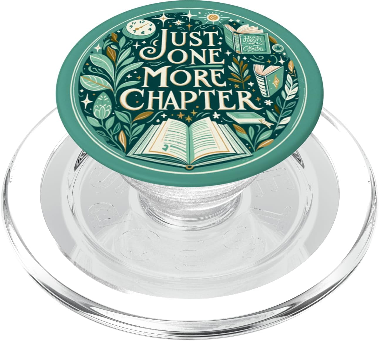 Just One More Chapter Bookish Reading Green Teal Book Lover PopSockets PopWallet for MagSafe