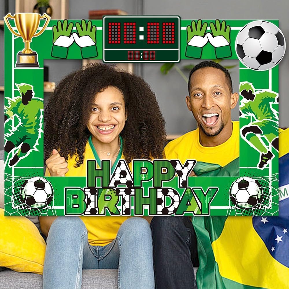 Soccer Happy Birthday Photo Booth Frame Football Themed Birthday Party Supplies Soccer Photo Frame Decorations image 2