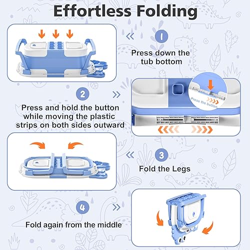 Miniatura 3 de TPN - Bañera plegable para bebés con cojín suave y termómetro en tiempo real, bañera portátil de viaje para recién nacidos e infantes (de 0 a 36