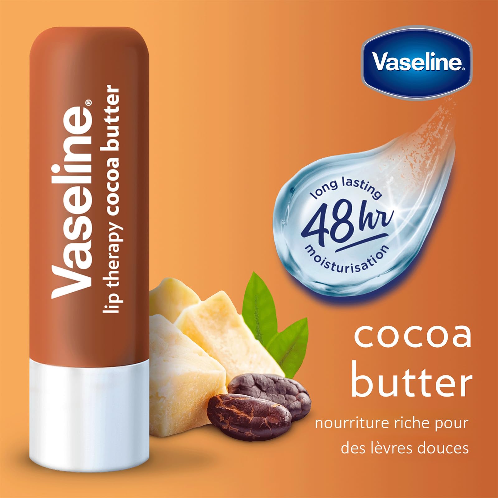 Vaseline Lip Therapy Cocoa Butter | Baume à lèvres teinté au beurre de cacao et karité (Cocoa 2 x 4_8g)