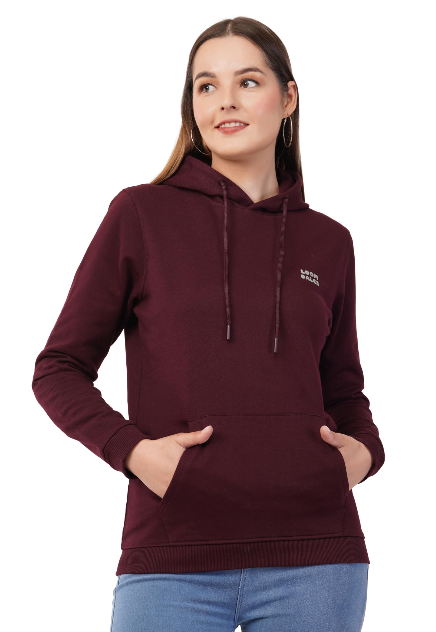 loom dales Women's Lounge Wear Silicon HD Vinyl Regular Fit Hooded Sweatshirt French Terry 280 GSM Silicon hd Vinyl-picture-35