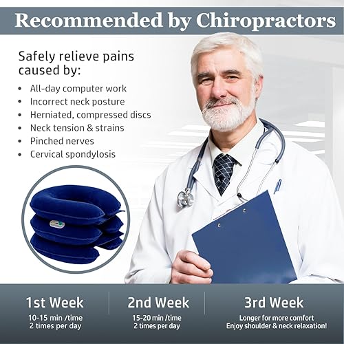 Miniatura 4 de Dispositivo de tracción cervical para aliviar el dolor de cuello, cuello de tracción inflable para descompresión de cuello, mejor soporte para el