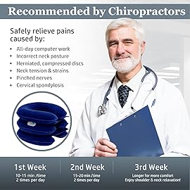 Electric Pump Cervical Neck Traction Device for Neck Pain Relief, One-Click-to-Inflate Neck Stretcher Support Brace for Home Use Neck Decompression (Built-in Battery & Motor Powered)