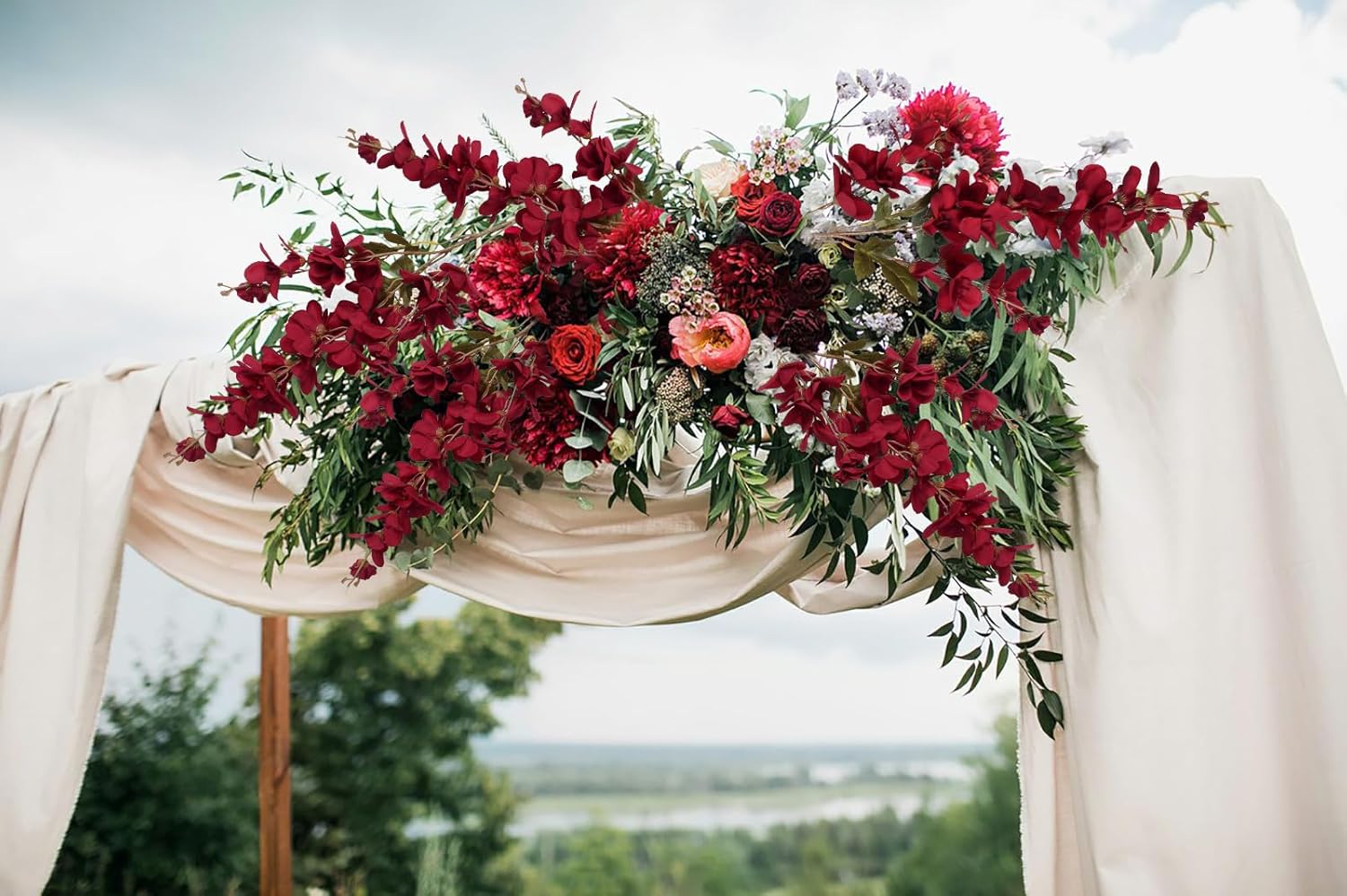 6PCS 35.43'' Red Delphinium Artificial Flower Faux Larkspur Silk Flowers Long Stem Blossoms Flowers for Tall Vase Floral Arrangements Home Table Wedding Decor(Red) - Image 6