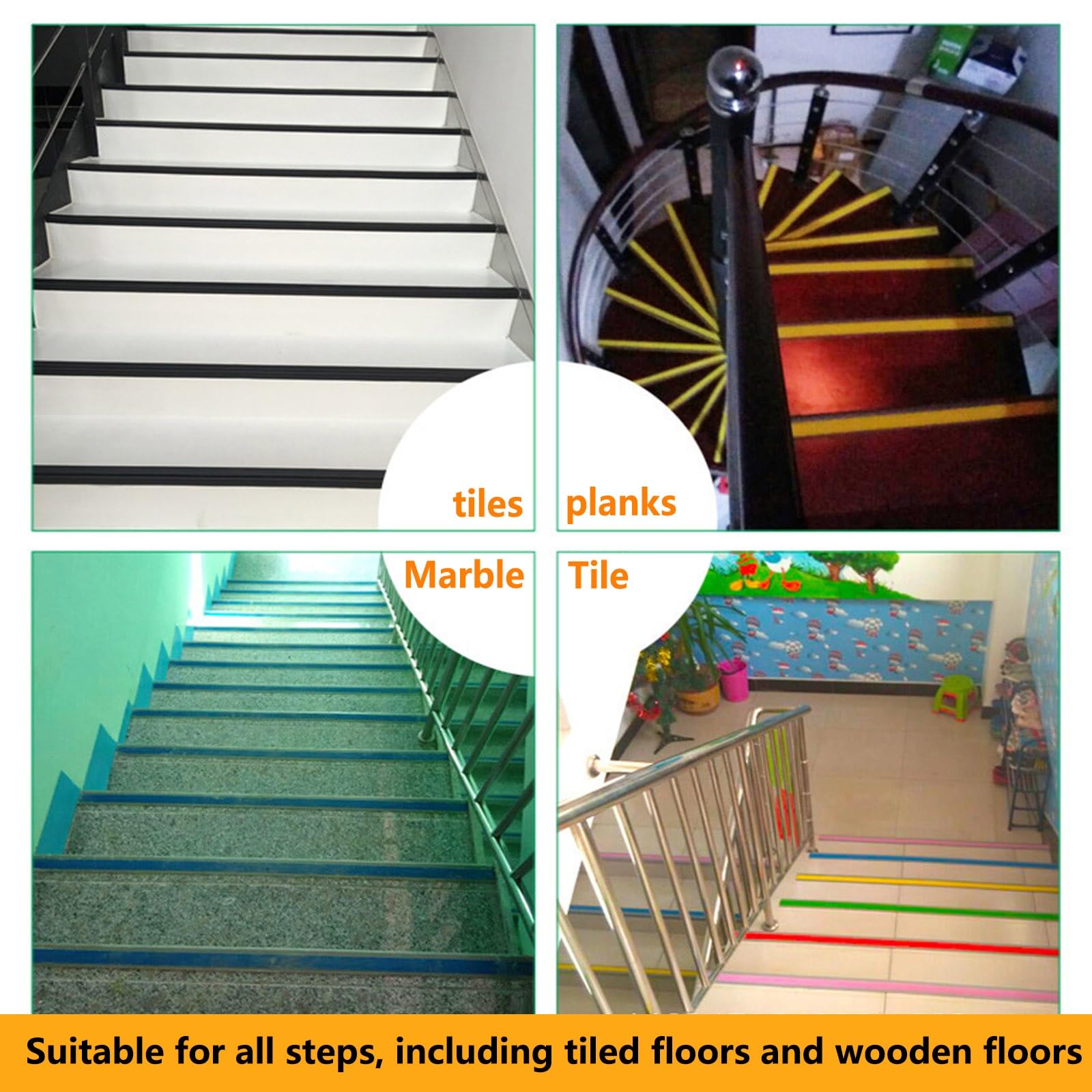 Tira De Vinilo Autoadhesiva Antideslizante Para Escalera, Borde De Escalón Antideslizante, Borde De Escalera De Goma De PVC, Para Peldaños De Interior Y Exterior, Esquina De Gomma Para Cantos(Orange,1