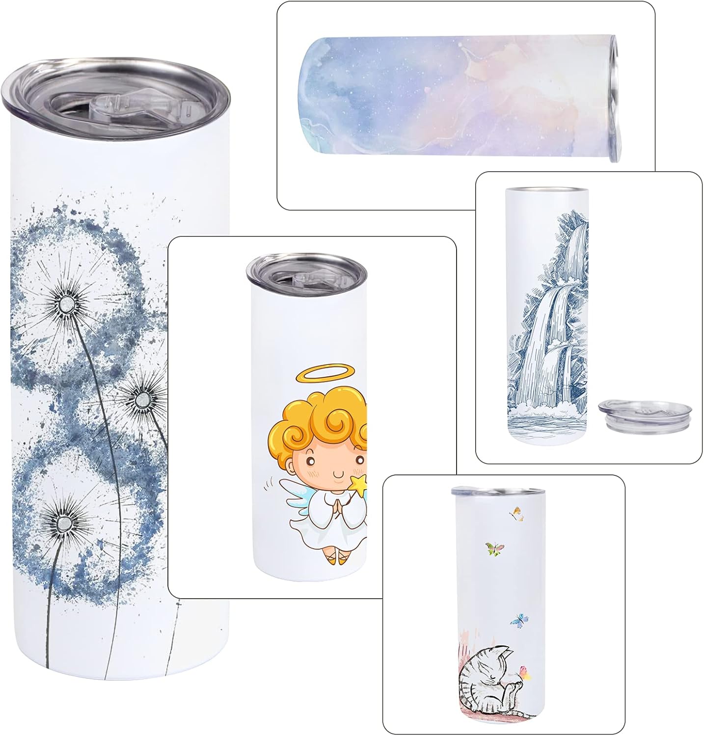 Sublimation Tumbler 30oz Skinny Straight, Stainless Steel Tumbler Double Wall, Slim Insulated Tumbler for Travel Mug for Heat Press Printing 4 Pack - Image 4