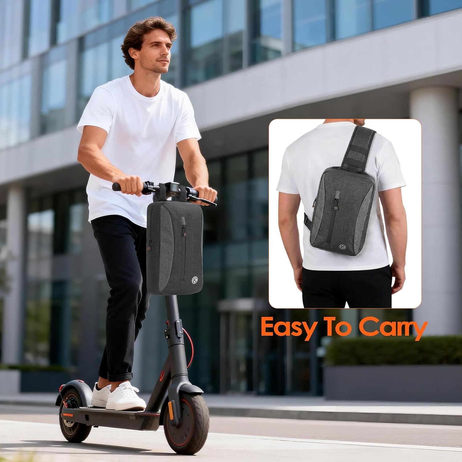 Electric Scooter Bag with Shoulder Strap,4L Large Capacity Universal Storage Bag for Scooter&Bike,Portable Handlebar Scooter Accessories for Carrying Phone,Wallet,Bottle,Tools