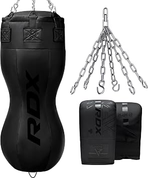 RDX 4FT Unfilled Double Angle Punch Bag with Gloves & 6-Panel Hanging Chain Uppercut & Body Shot for Boxing, Muay Thai, MMA, Kickboxing, Power Training Unique Angled Design for Realistic Striking