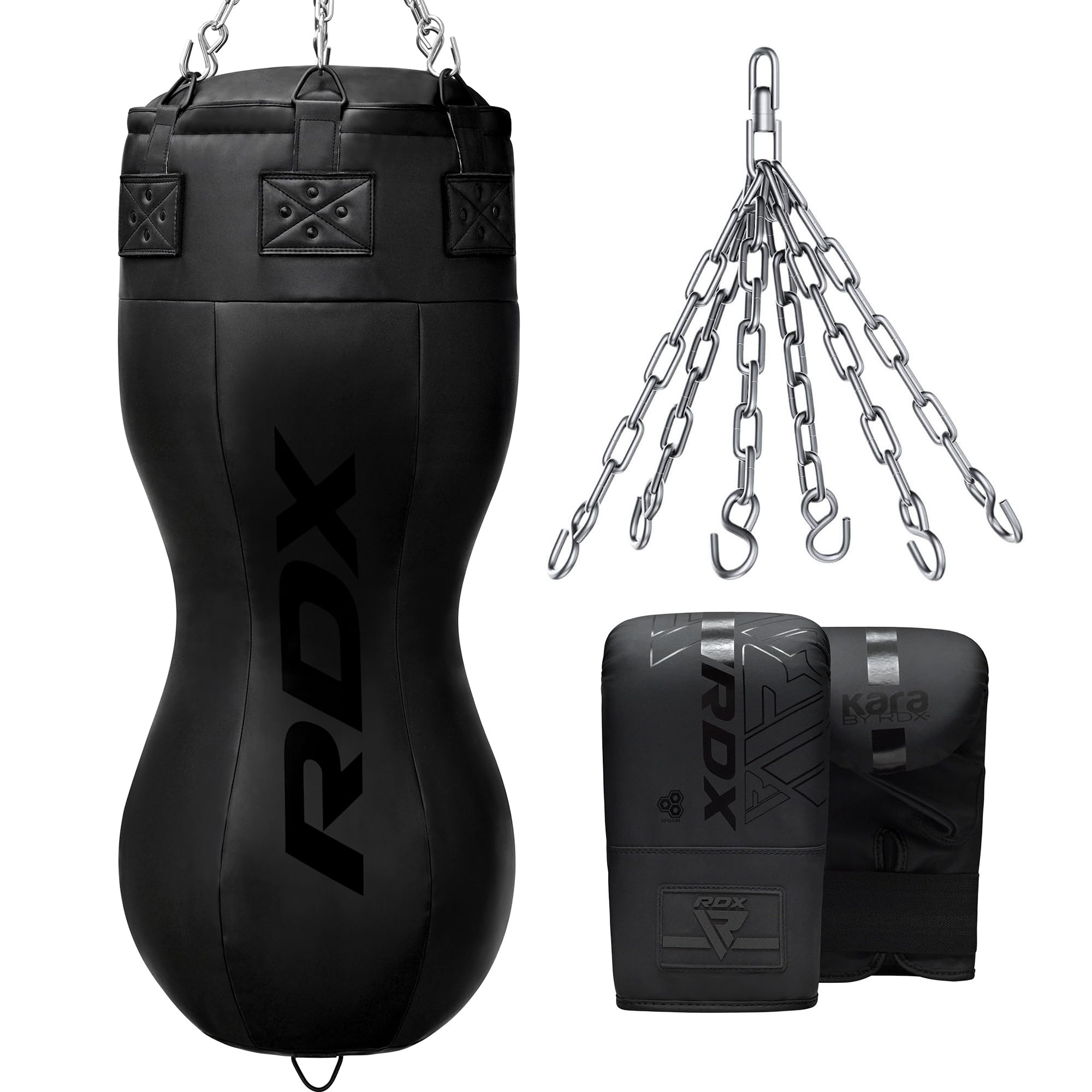 RDX 4FT Double Angle Punch Bag with Gloves & 6-Panel Hanging Chain – Uppercut & Body Shot Heavy Boxing Bag for Muay Thai, MMA, Kickboxing & Power