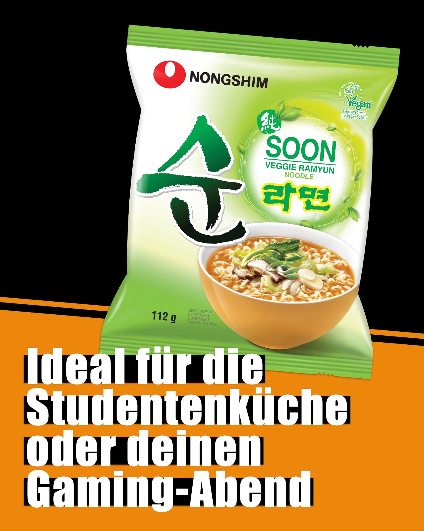 Nong Shim Instantnudeln Soon Veggie Ramyun – Koreanische Gemüse Ramen Suppe mild - schnelle Zubereitung – 20er Vorteilspack à 112g | Multipack