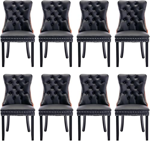 Miniatura 51 de Juego de 6 Sillas de Comedor Tapizadas en Terciopelo, Sillas Laterales de Cocina de Estilo Moderno con Ribete de Tachuelas y Patas de Madera, Anillo