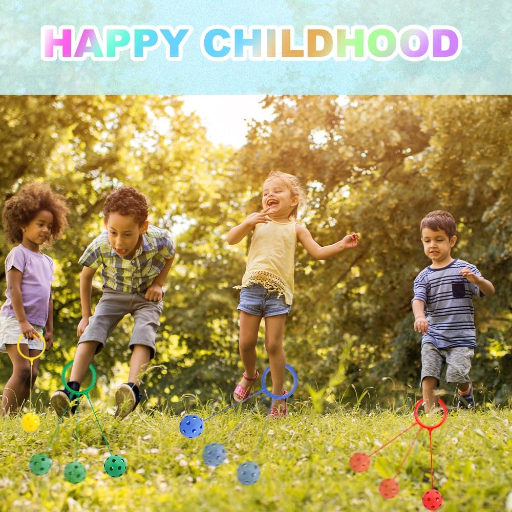 Skip Balls, 6 Colors, 5.91 Inch Diameter Ankle Toys Jump Ankle Ropes Skip and Jump Toys Sports Swing Balls for Girls Boys Gym Class Home Playground Exercising Body Fat Burning