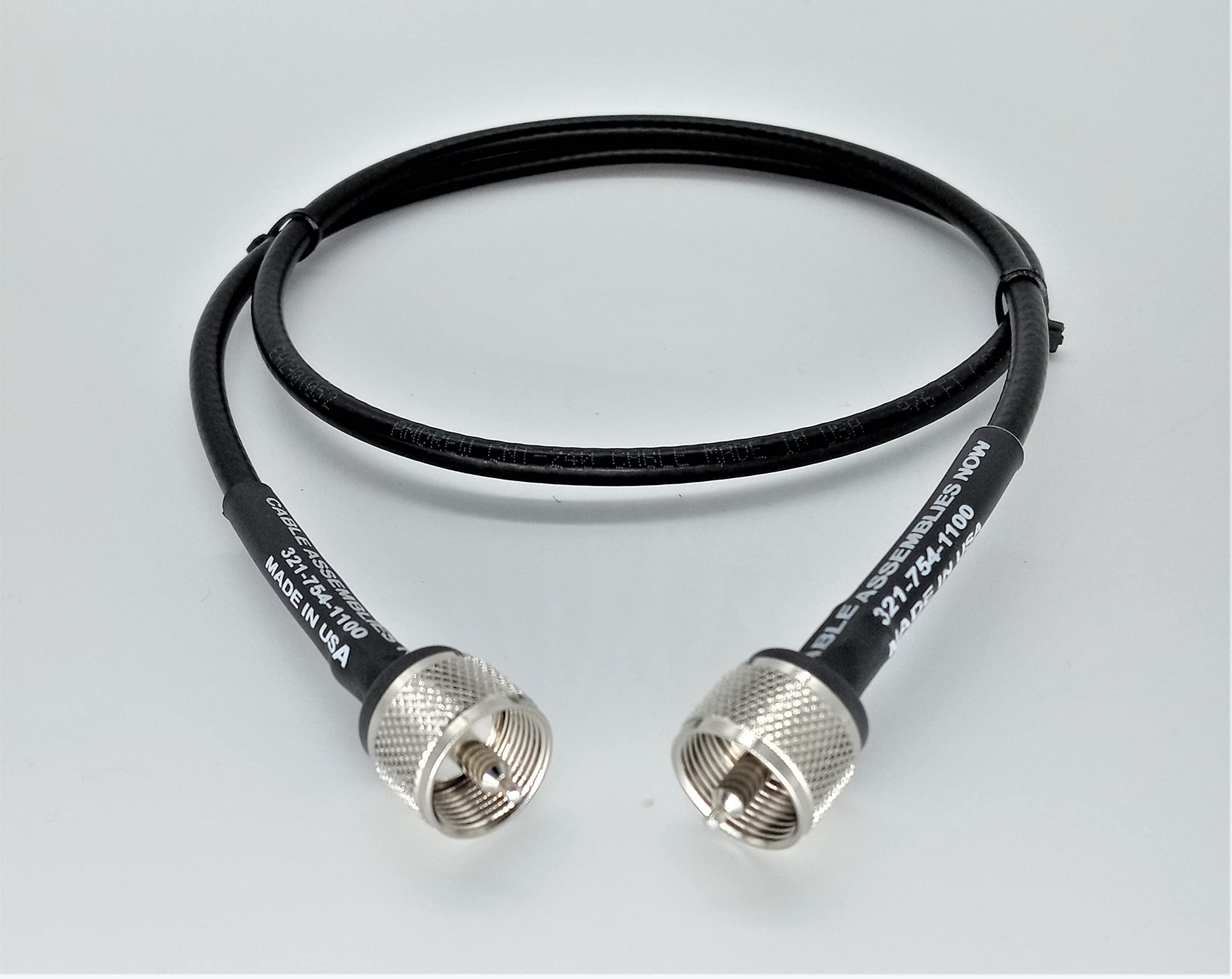 CNT-240/CNT240 Andrews Commscope Coax Cable Assembly- UHF Male (PL259) to UHF Male (PL259)- Ham Radio Jumper - Flexible Low Loss Coaxial Cable - 3 Feet