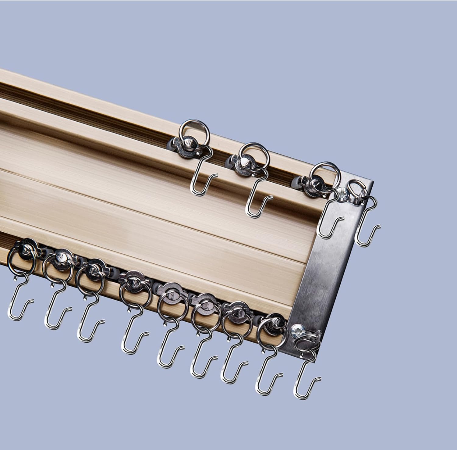 tipiace Double Curtain Track Luxurious Heavy Conjoined Curtain Rails Nano Silence Curtain Rod Customized Length and Ceiling or Wall Mount (ivory white - hook)