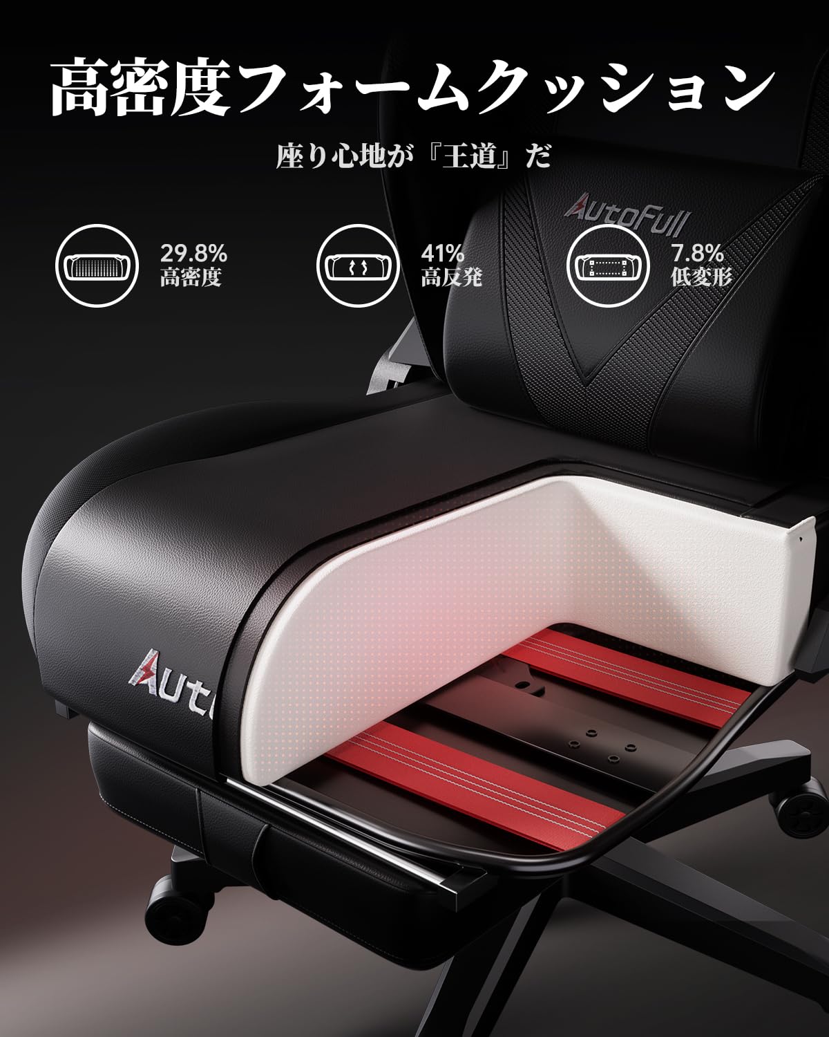 AutoFull(オートフル) ゲーミングチェア C3 暗闇の騎士 オットマン付