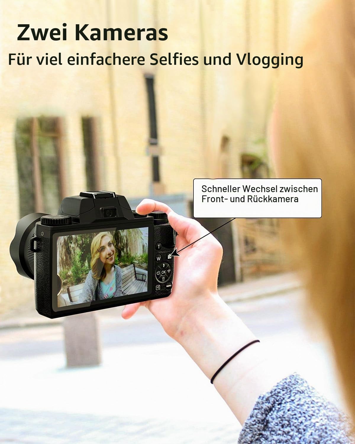 SWE Digitalkamera 4K 64MP Digital Kamera Fotokamera mit 4.0" Touchscreen, Autofokus WiFi Kompaktkamera 16X Digitalzoom Fotoapparat Camera für Einsteiger mit 32G Karte 3000mAh Akku Tasche - Doppellinse
