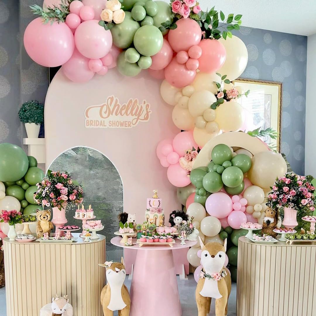 60 Ballons Latex Pastel - Vert Sauge, Rose, Orange - 12 Pouces (30 Cm) - Pour Anniversaire, Baby Shower, Mariage, Décoration Fête - Avec Rubans - 3