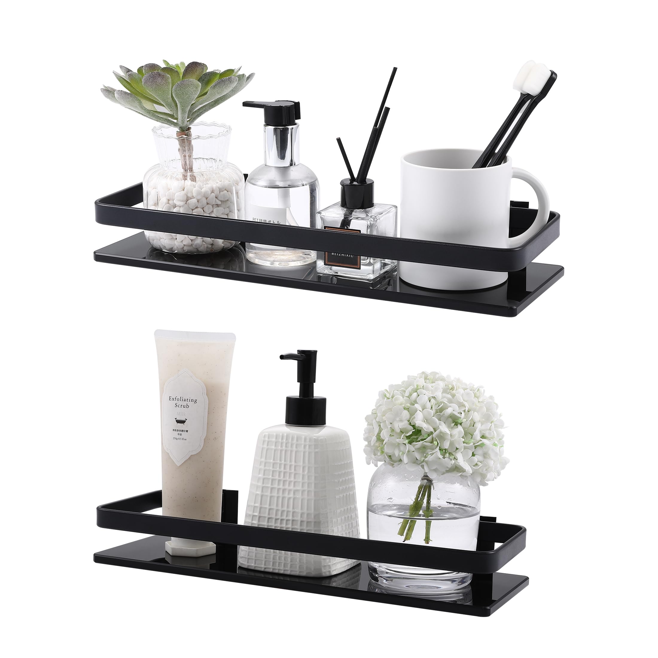 Amazon.com: KES Black Glass Shelf for Bathroom, Glass Wall Shelf Extra ...