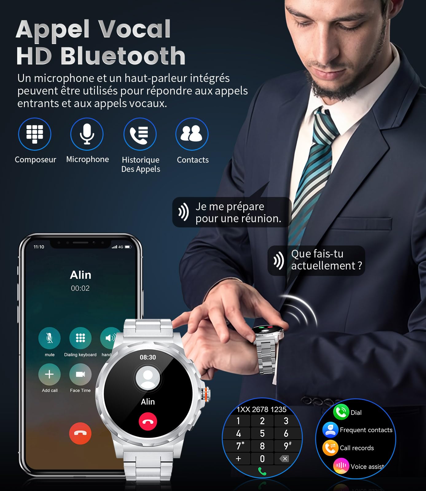 LIGE Smartwatch Uomo con Chiamate, 1,43'' AMOLED Display, Bateria 360mAh, 126 Sportive Orologio Smartwatch con Contapassi/Sonno/Cardiofrequenzimetro, Impermeabil IP68 Fitness Tracker per iOS Android