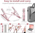 Laptop Stand for Desk, Aluminum Metal MacBook Stand，Computer Riser for Desk, Portable Foldable Adjustable Notebook Holder, Compatible with 10-15.6 Inch Laptops, iPad, Rose Gold.