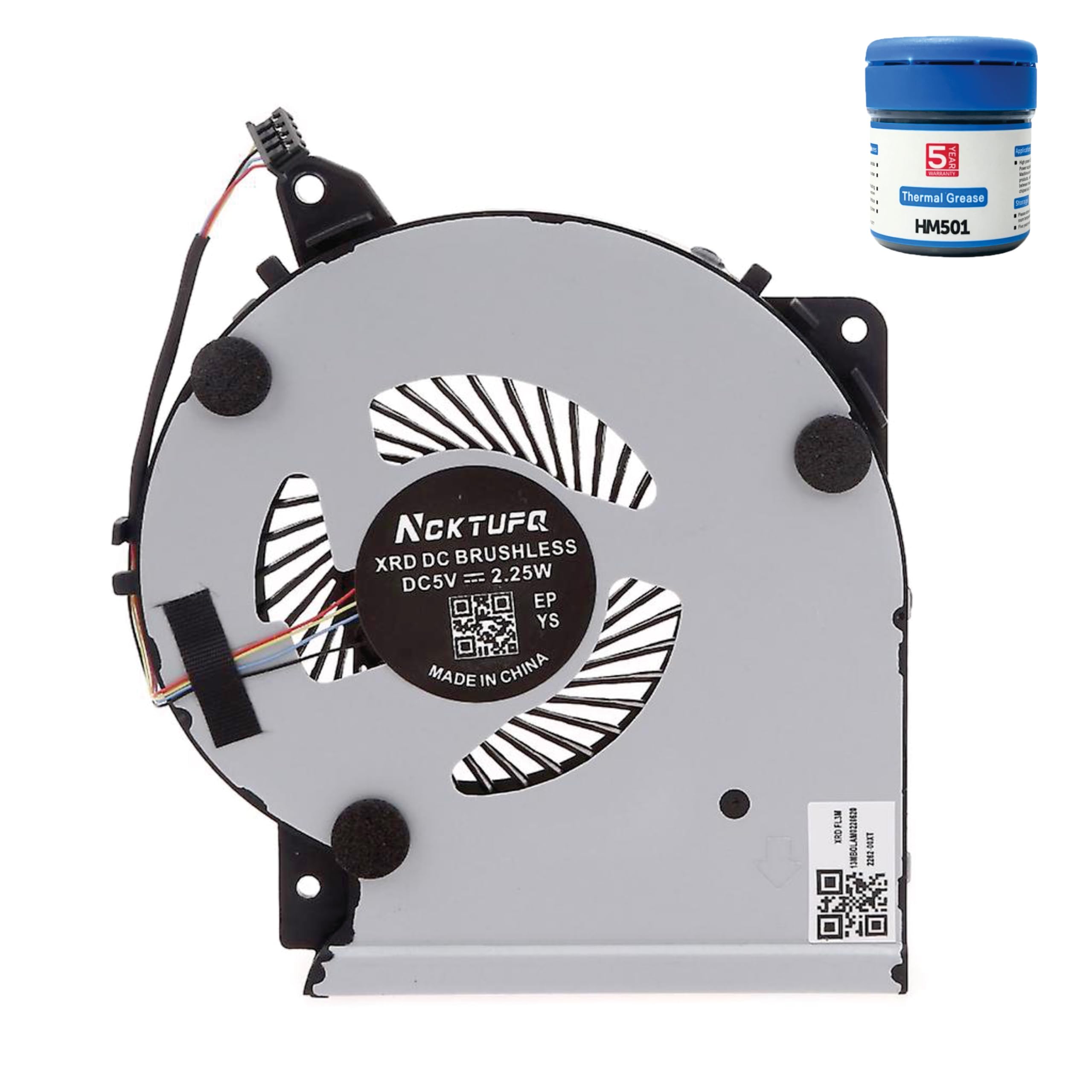 spareWave Replacement Internal CPU Cooling Fan for ASUS Laptop X409 X509 X409U X409F X409FA X509U X509F X509FJ X509UA (4pin). Comes With Complimentary MH501 Thermal Greasen (Cooling paste).