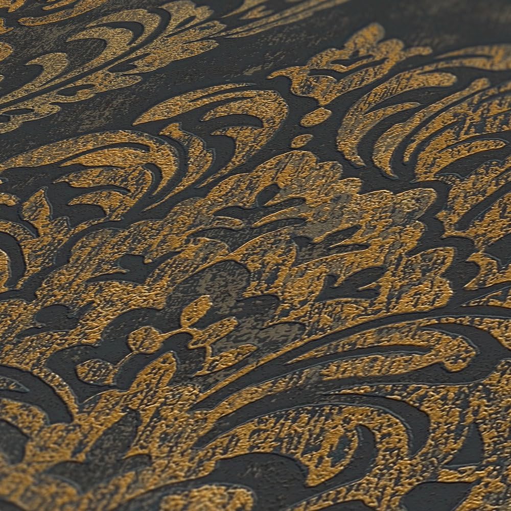 Livingwalls Wallpaper Baroque Design - Black, Gold - Wallpaper for Various Spaces 395.99in x 20.87in Made in Germany - 391123