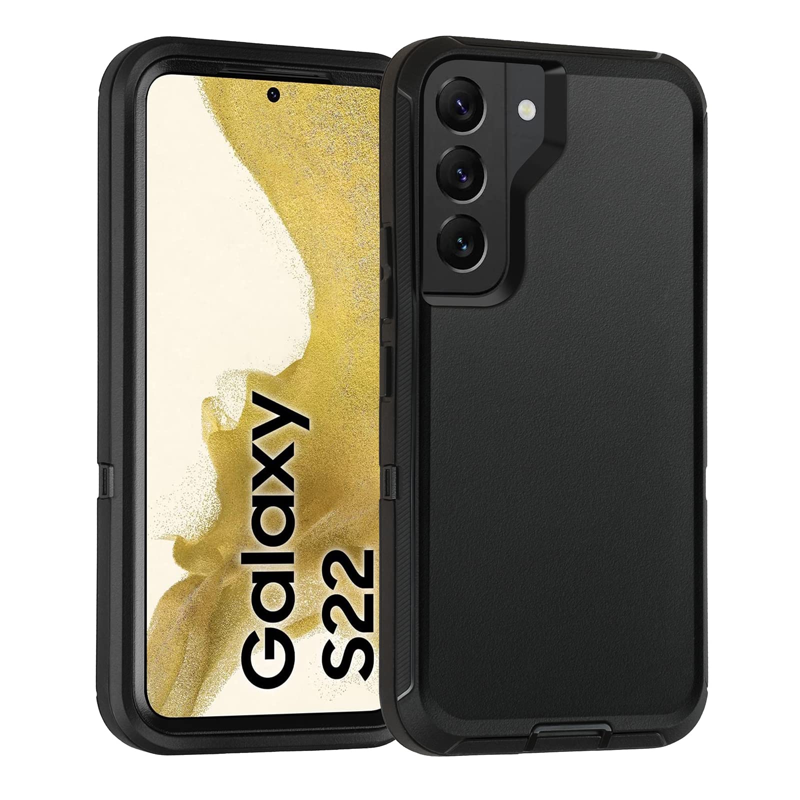 droperprote Designed for Samsung Galaxy S22 Case 3 in 1 Heavy Duty Full Body Shockproof Drop Proof Military Grade Protective Phone Cases Cover for Galaxy S22 5G 6.1''Black