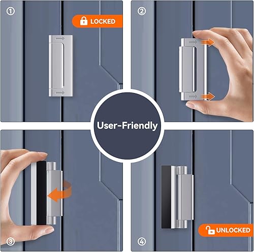 Miniatura 6 de Eoleyiz 2 cerraduras de puerta de seguridad, cerradura de refuerzo de puerta a prueba de niños, soporta fuerza de 800 libras, eleva la seguridad del