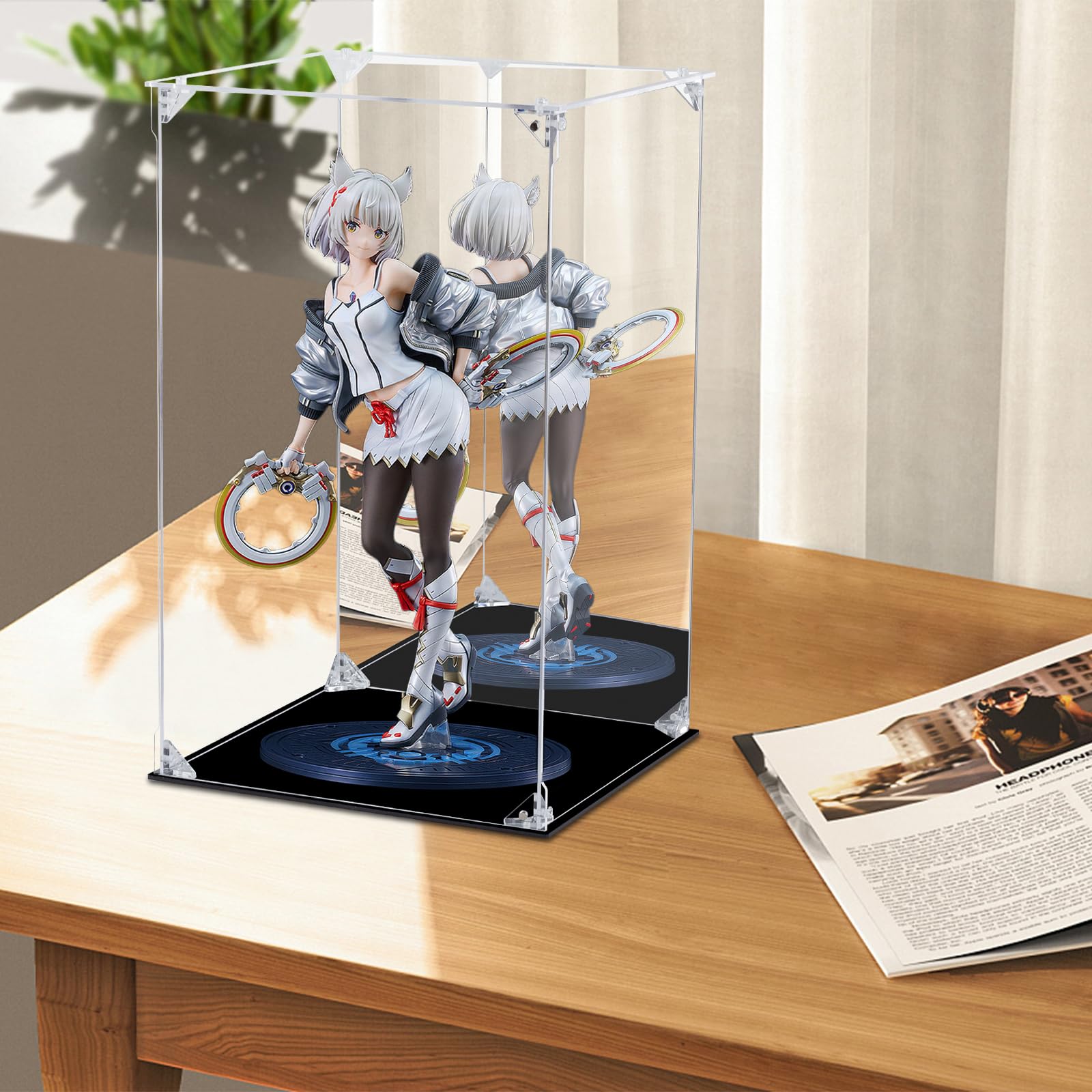 Vitrina acrílica, vitrina transparente de figuras de acción con parte trasera de espejo, vitrina de vidrio alternativo a prueba de polvo para coleccionables, figuras, Lego, modelos, juguetes