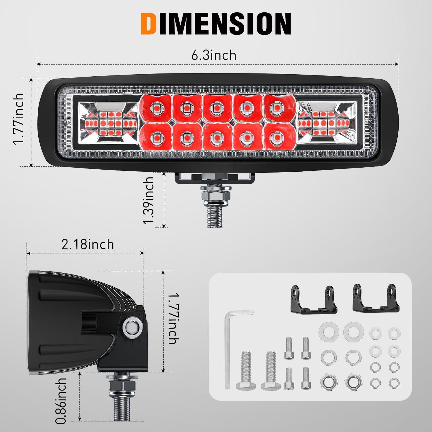 Nilight 6 Inch Red LED Light Pods 2 PCS 60W Flood Spot Combo Beam Off Road Driving Fog Fishing Hunting Emergency Safety Signal Trailer Lighting for 12V 24V ATV UTV Pickup Truck Tractor Boat