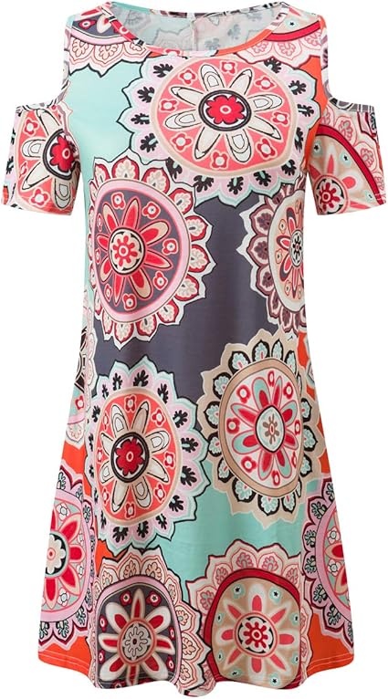 Vestito Due Pezzi Donna Estate - Top Maniche Corte E Gonna Corta Stampata, Casual, Morbido - Foto 1