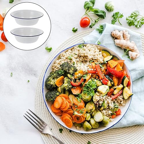 Miniatura 4 de Housoutil Cuenca esmaltada de 2 uds. Cuenco de mezcla de cocina para baño, platos de lavabo, ensalada de frutas, fideos, cuenco de almacenamiento