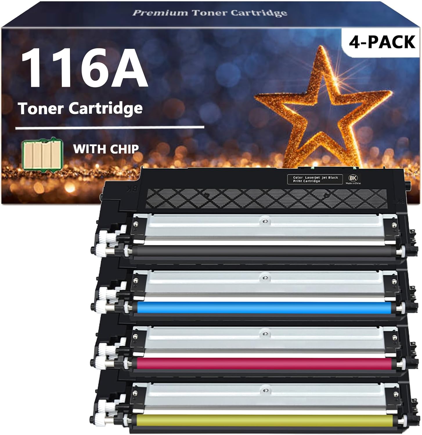 116A Toner Cartridges Compatible for HP 116A W2060A W2061A W2062A W2063A Toner Cartridge, Quality Toner for HP Color Laser MFP 150a 150nw 178nw 179fnw, 1 Set, Black,Cyan,Magenta,Yellow