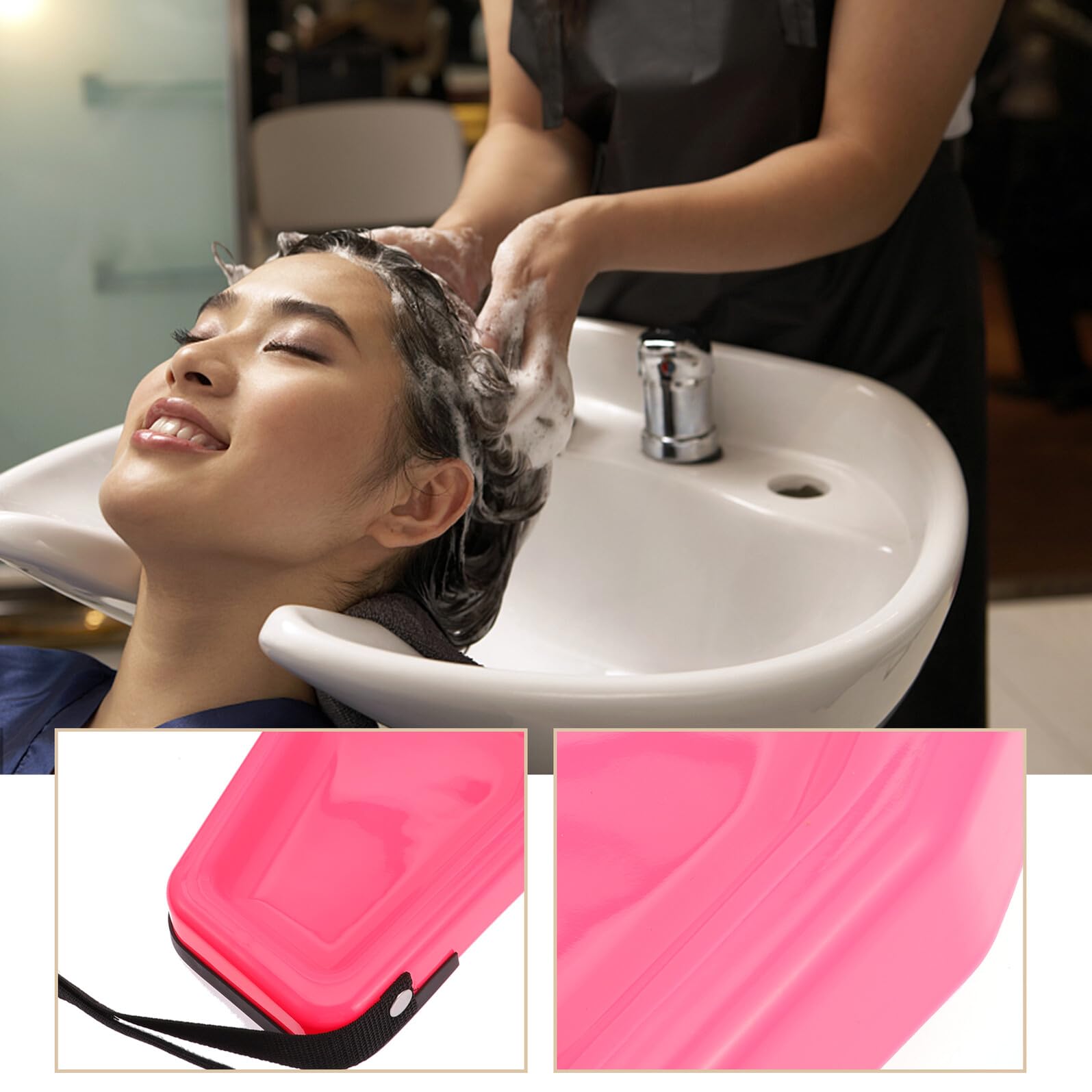 Cabilock Vassoio Lavatesta Portatile in Plastica PP per Shampoo Chioma, Pratico e Confortevole, per Casa e Parrucchieri, Adatto a Pazienti Mobilità Ridotta