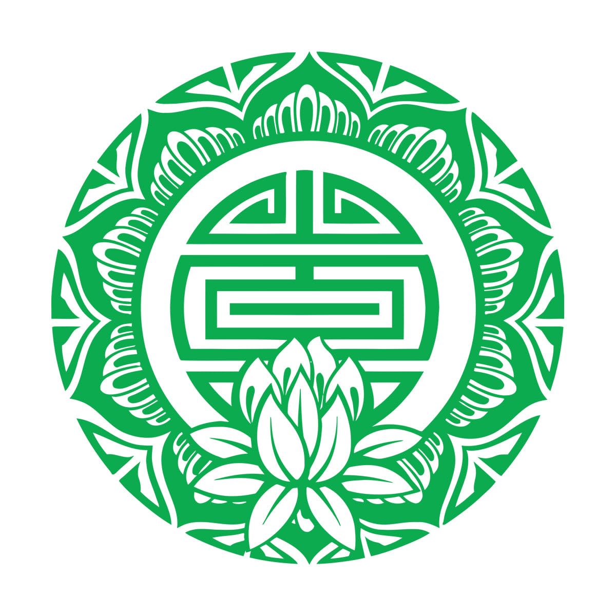 Wall Decals Paster Paper Lotus Mandala Amulet Hinduism Buddhism 54x54cm Art Decoration Large Green — image 1