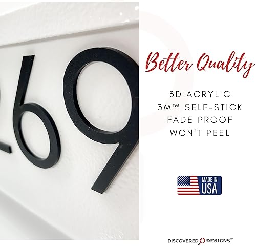 Miniatura 8 de Discovered Designs Mailbox Number (White 3" Number, 3) Premium 3D Acrylic Self Stick House Numbers for Outside Modern Address Numbers for Mailbox