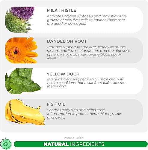 Miniatura 9 de Cardo mariano para perros  90 masticables suaves  Apoyo hepático y renal  Apoyo hepático con EPA y DHA  Desintoxicación  Suplemento hepático para