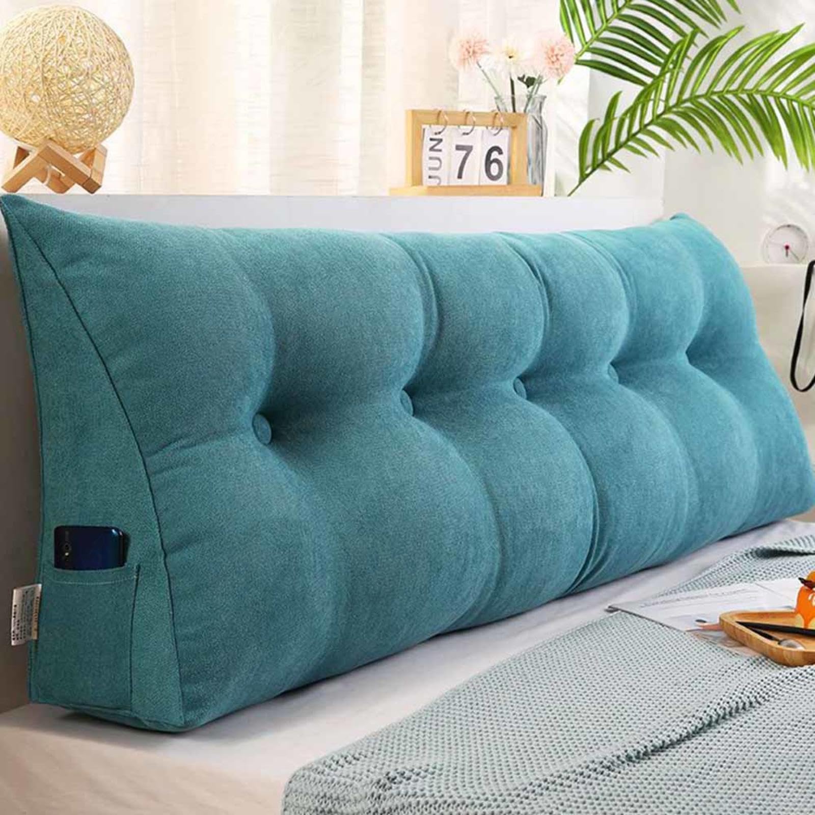 YWQJL Headboard Pillow Wedge Single Double Bed 200cm King Size Double Gap Filler Cover Bed Backrest Triangle Pillow For Back Of Bed Headboard Cushion,G-200x20x50cm