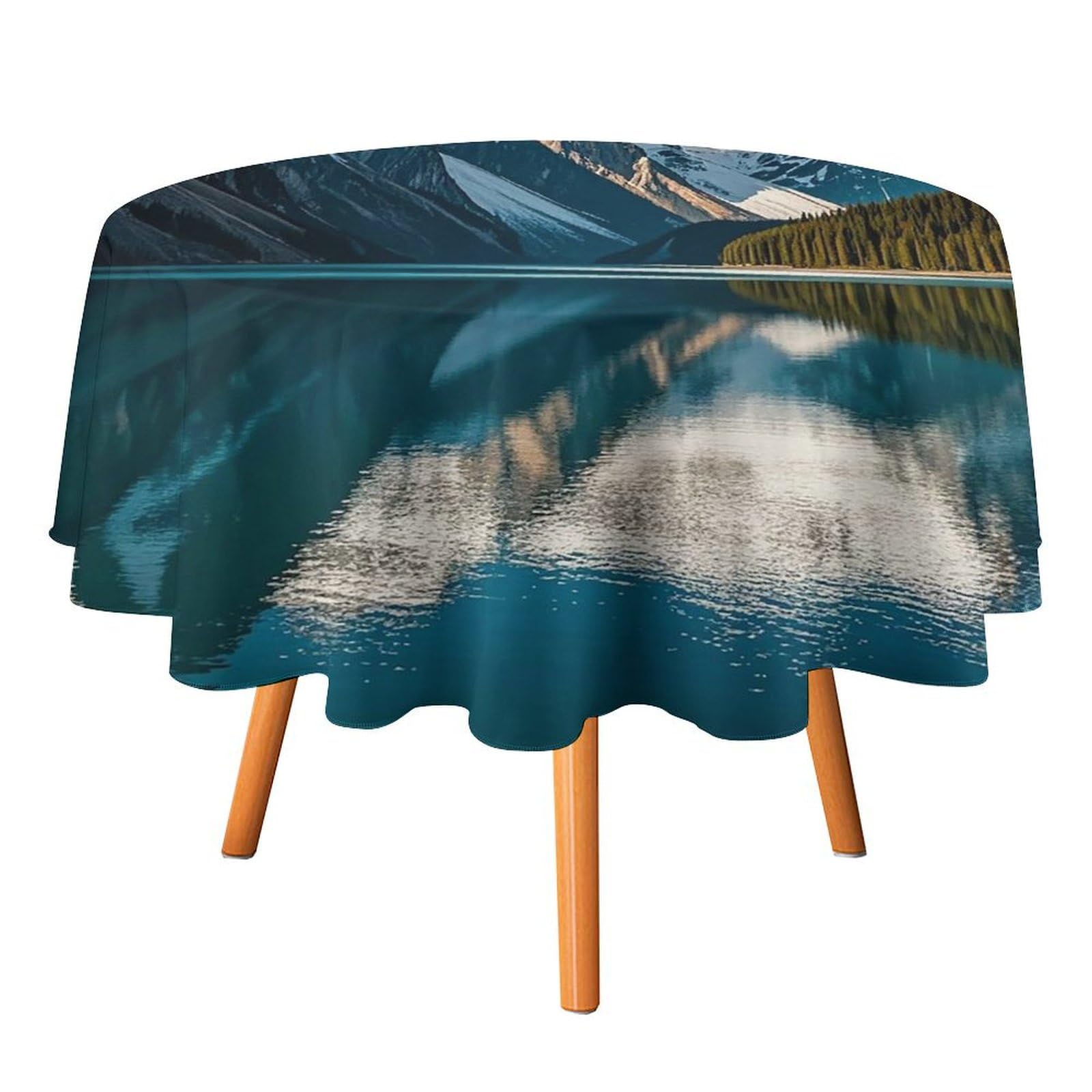 Nappe ronde de 152,4 cm résistante aux taches motif lac Louise