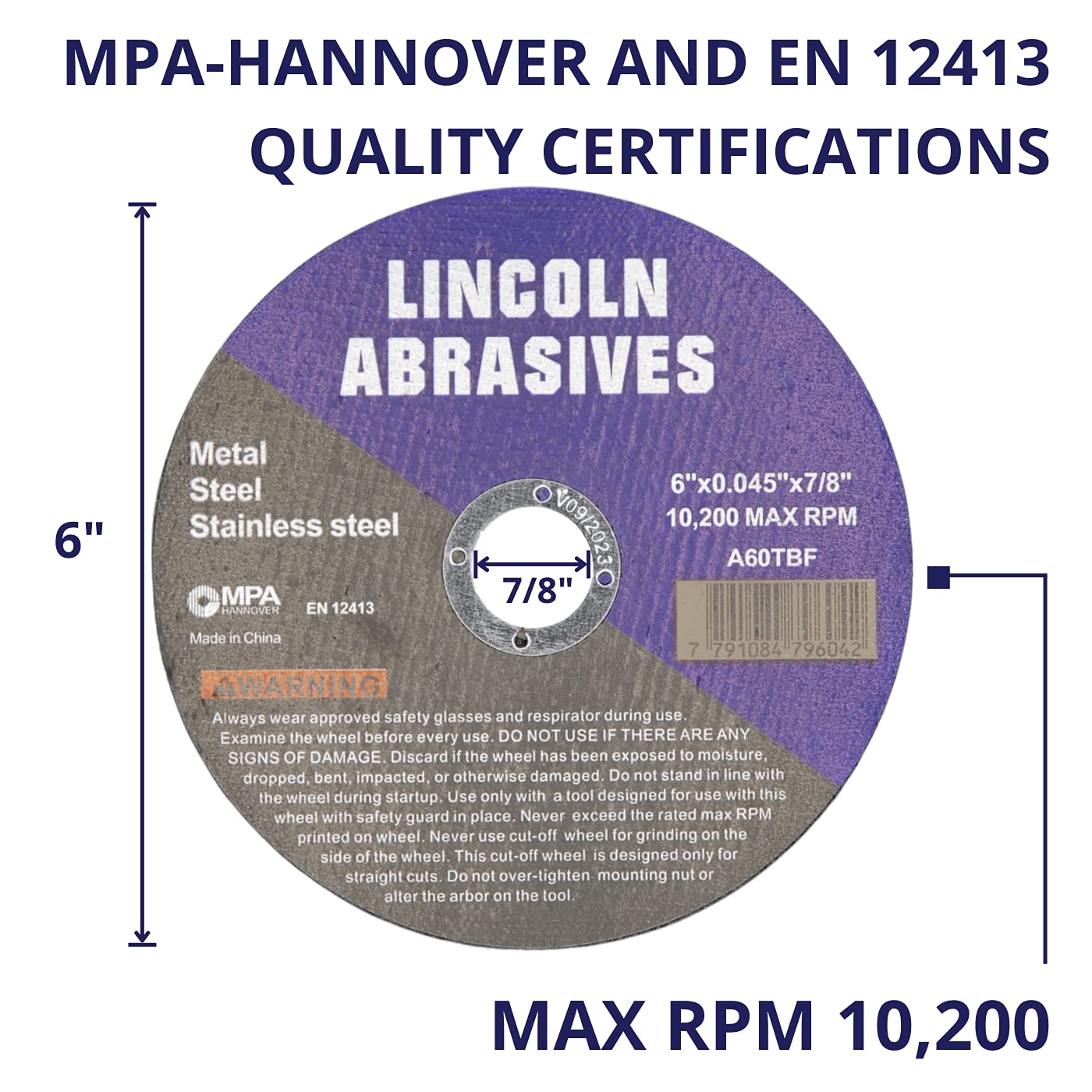 100 piezas de 15.7 cm x 2.9 cm x 7.8 cm Lincoln Abrasives Metal & Acero inoxidable