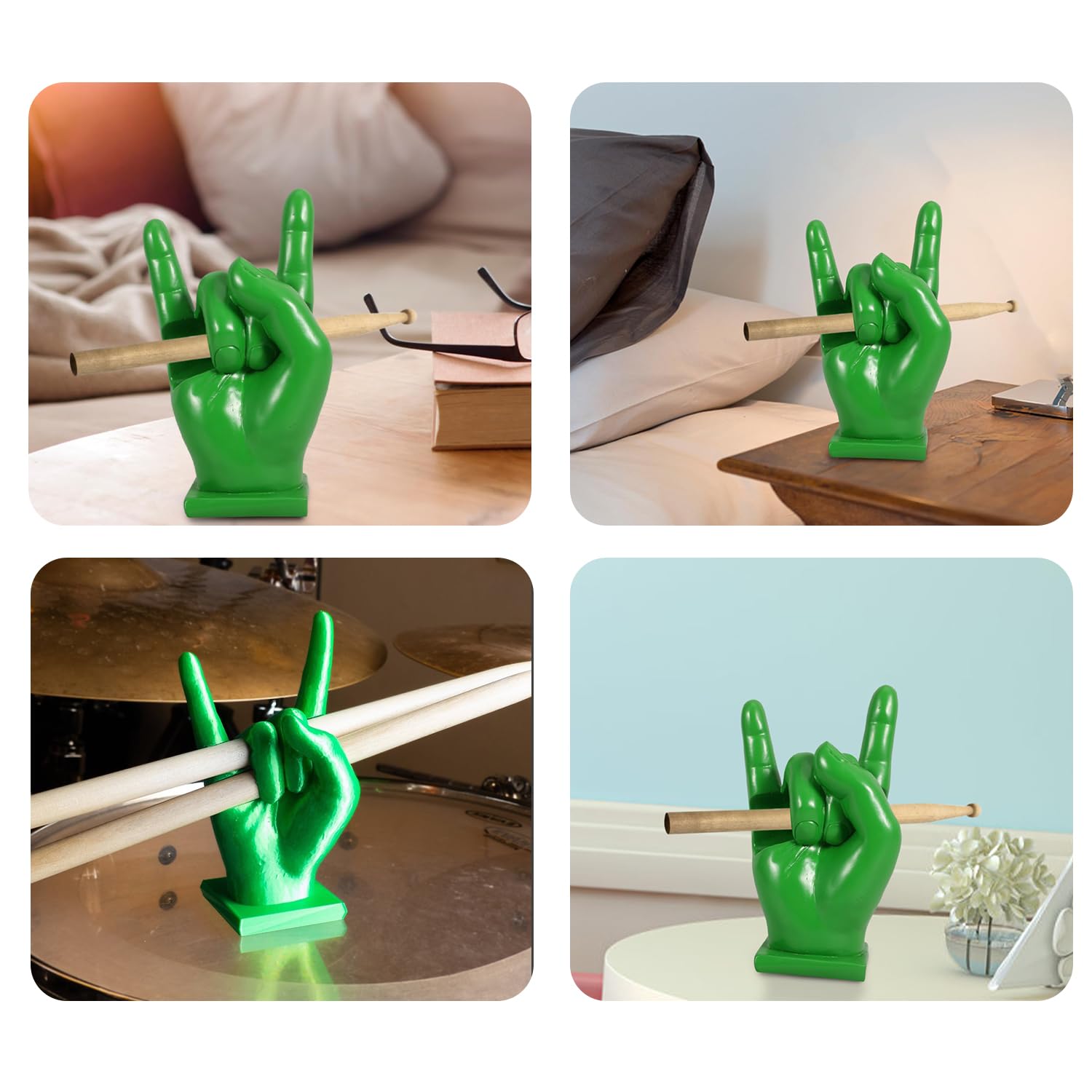 Porta Bacchette Batteria, Supporto Per Bacchette Per Batteria Rock, Espositore Per Bacchette Rock, Resine Supporto Per Batteria, Regalo Divertente Per Batteristi, Decorazione Domestica, Verde