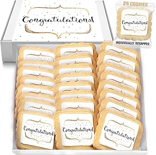 Congrats Cookies Party Favors Congratulations | 24 Pack Individually Wrapped | Cookie Treats Snacks Gifts Desserts for Guest Engagement Graduation Wedding New House Job Promotion