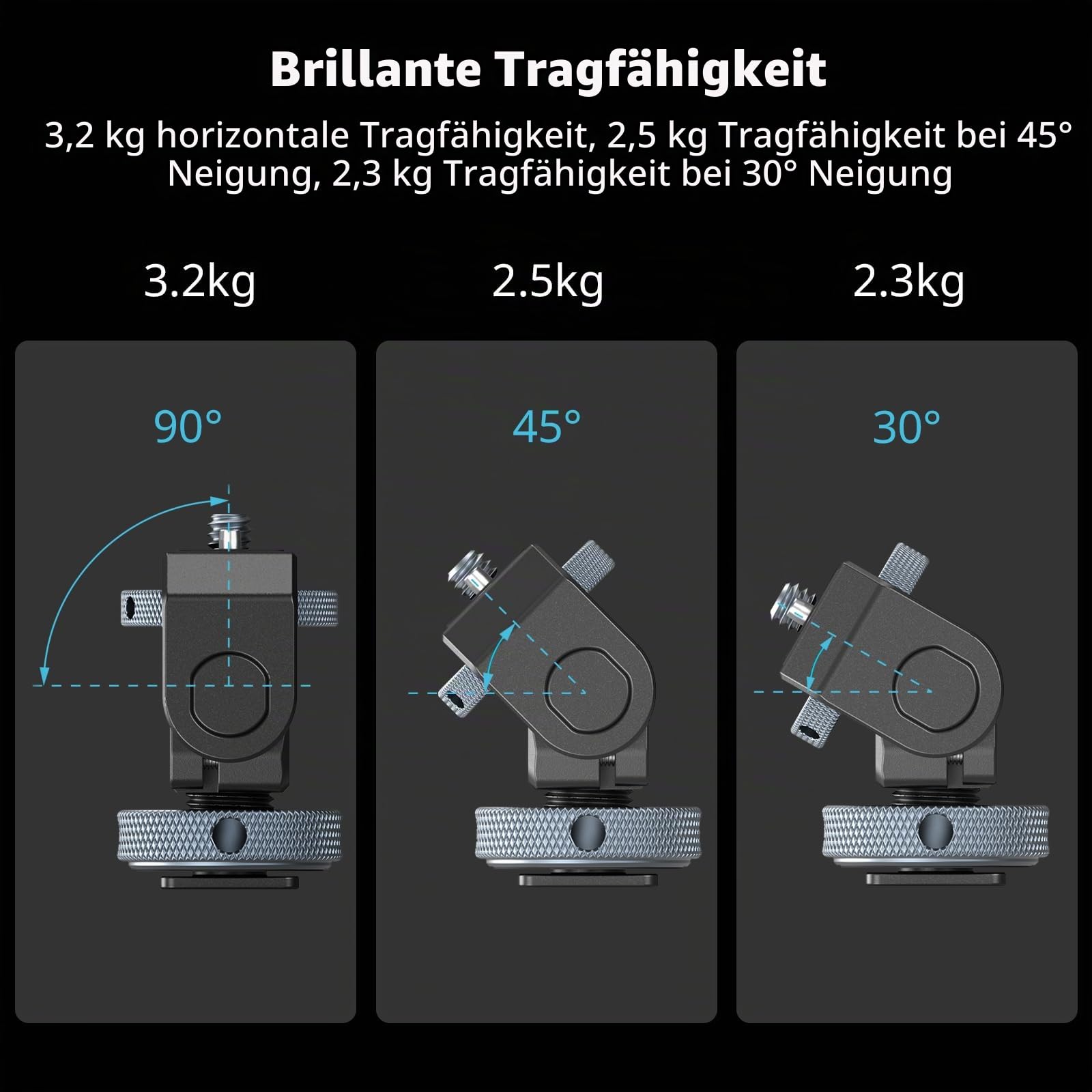 SMALLRIG Kamera-Monitorhalterung Lite mit Blitzschuh, 360° schwenkbar und 180° neigbar, Halterung für Feldmonitor Tragkraft von 90° Neigung 3,2 kg-3809B